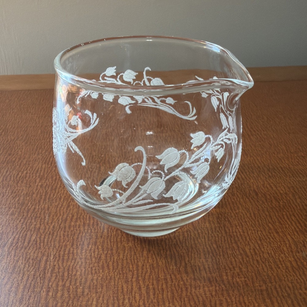 Vintage Libbey Lilly of the Valley Clear Glass Creamer